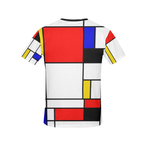 Bauhouse Composition Mondrian Style All Over Print T-shirt for Women/Large Size (USA Size) (Model T40)