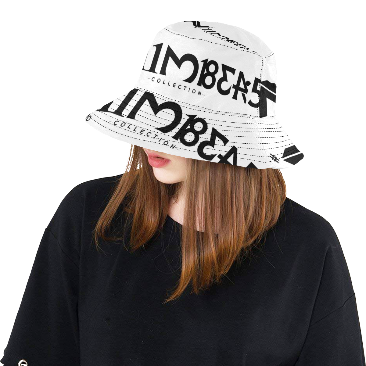 NUMBERS Collection LOGO White/Black All Over Print Bucket Hat
