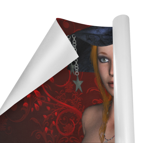 Beautiful steampunk lady, awesome hat Gift Wrapping Paper 58"x 23" (1 Roll)