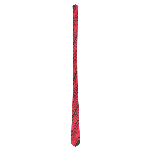 Red and Black Waves pattern design Classic Necktie (Two Sides)