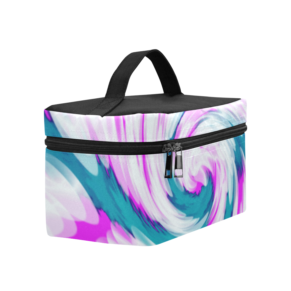 Turquoise Pink Tie Dye Swirl Abstract Cosmetic Bag/Large (Model 1658)