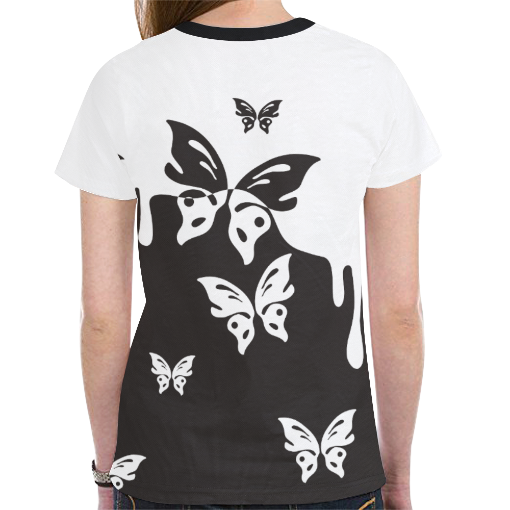 Animals Nature - Splashes Tattoos with Butterflies New All Over Print T-shirt for Women (Model T45)
