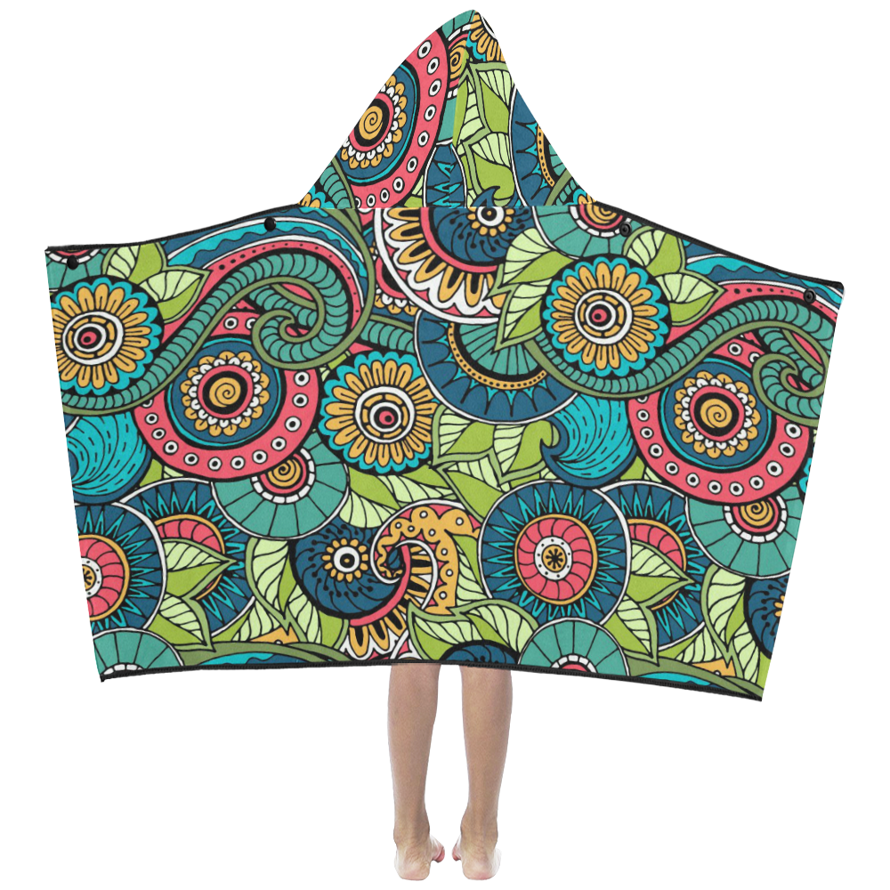 Mandala Pattern Kids' Hooded Bath Towels