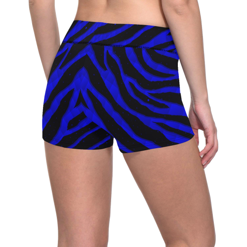 Ripped SpaceTime Stripes - Blue Women's All Over Print Short Leggings (Model L28)