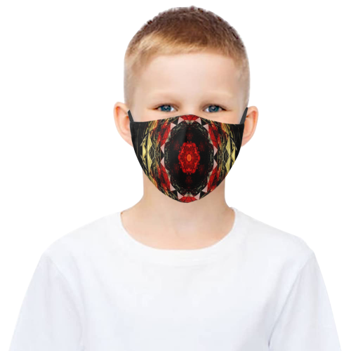 Face mask Black Red Yellow Mandala design 3D Mouth Mask with Drawstring (15 Filters Included) (Model M04) (Non-medical Products)