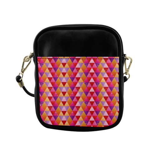 Triangle Pattern - Red Purple Pink Orange Yellow Sling Bag (Model 1627)