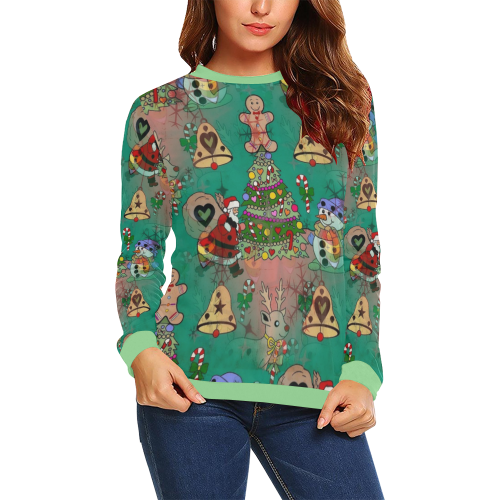 Christmas  Popart by Nico Bielow All Over Print Crewneck Sweatshirt for Women (Model H18)