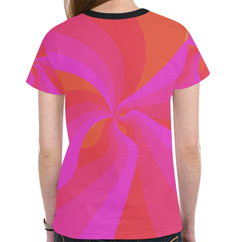 Pink waves New All Over Print T-shirt for Women (Model T45)