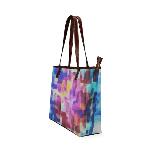 Blue pink watercolors Shoulder Tote Bag (Model 1646)