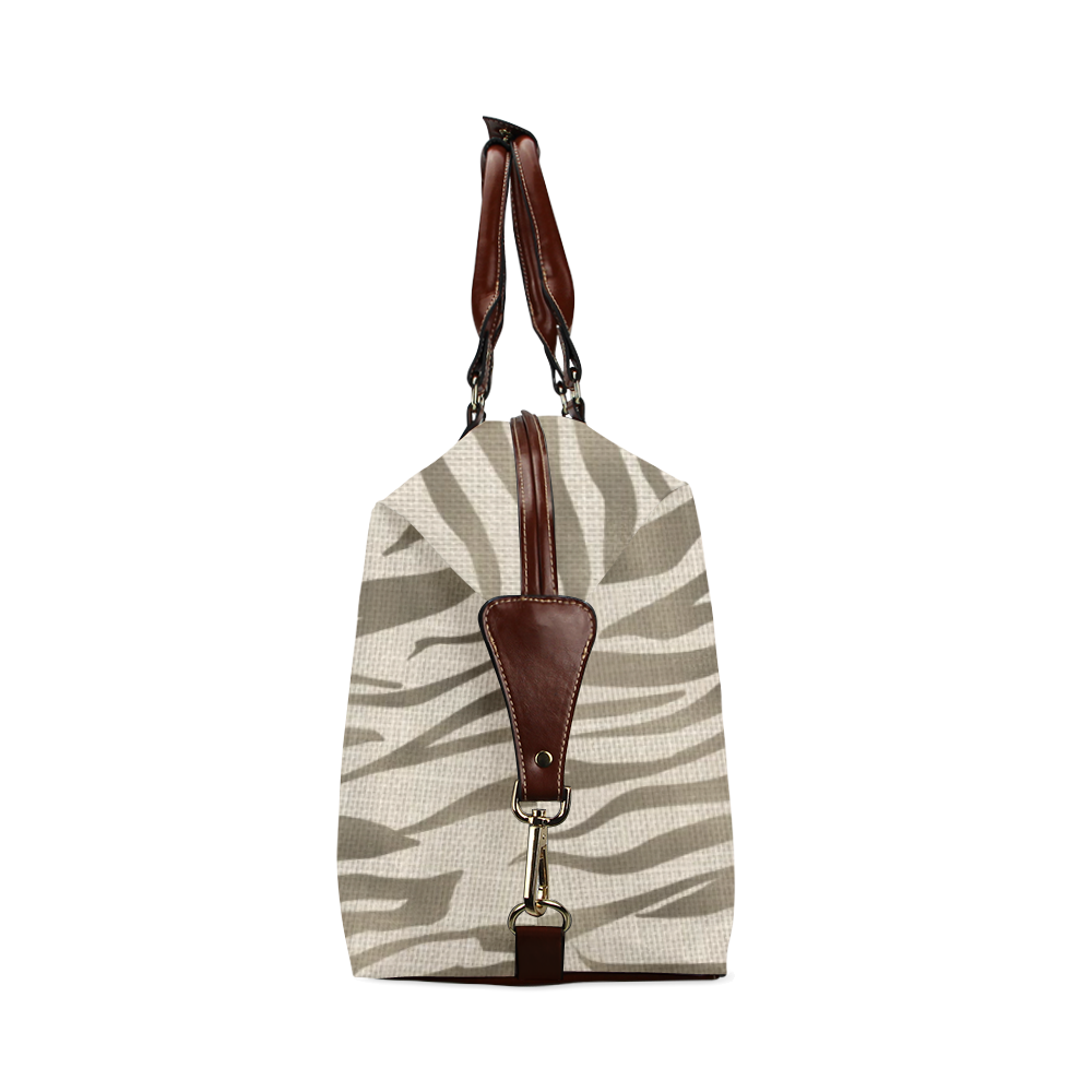 Linen Horizontal Large Tiger Animal Print Classic Travel Bag (Model 1643) Remake