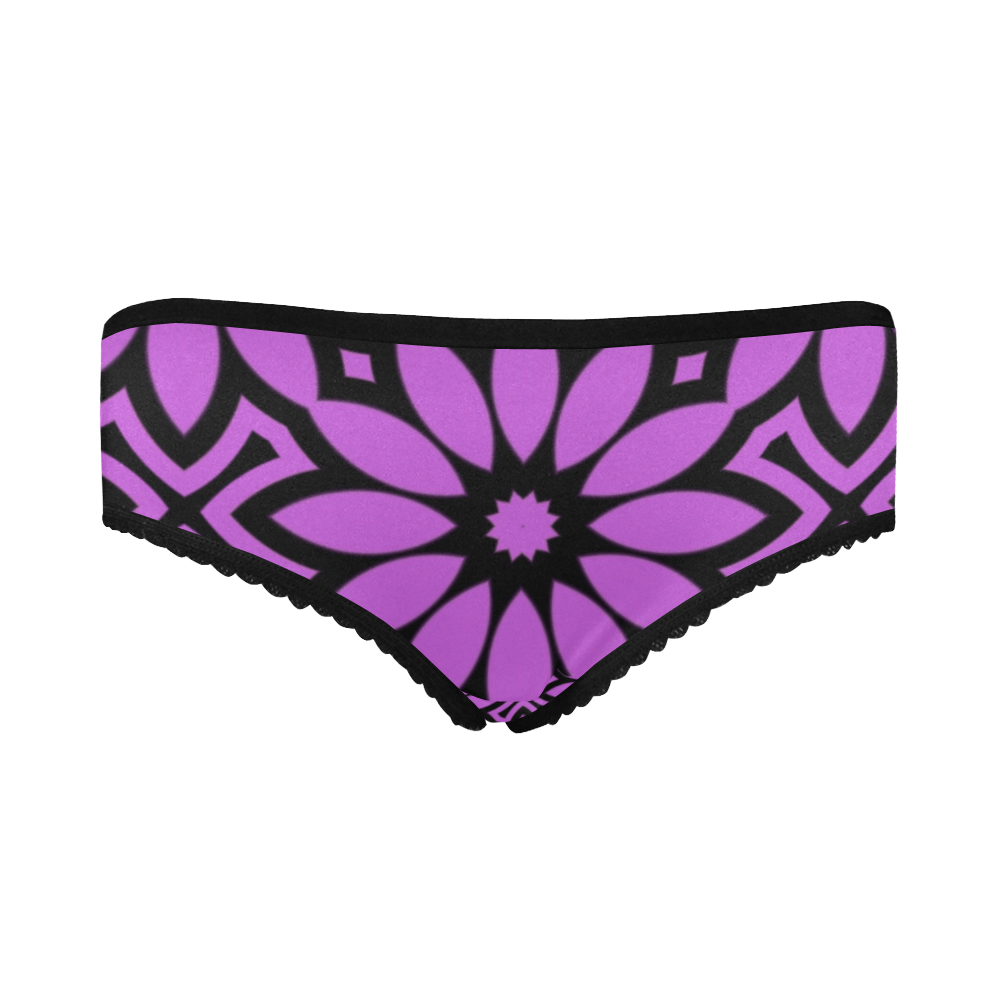 Purple/Black Flowery Pattern Women's All Over Print Classic Briefs (Model L13)