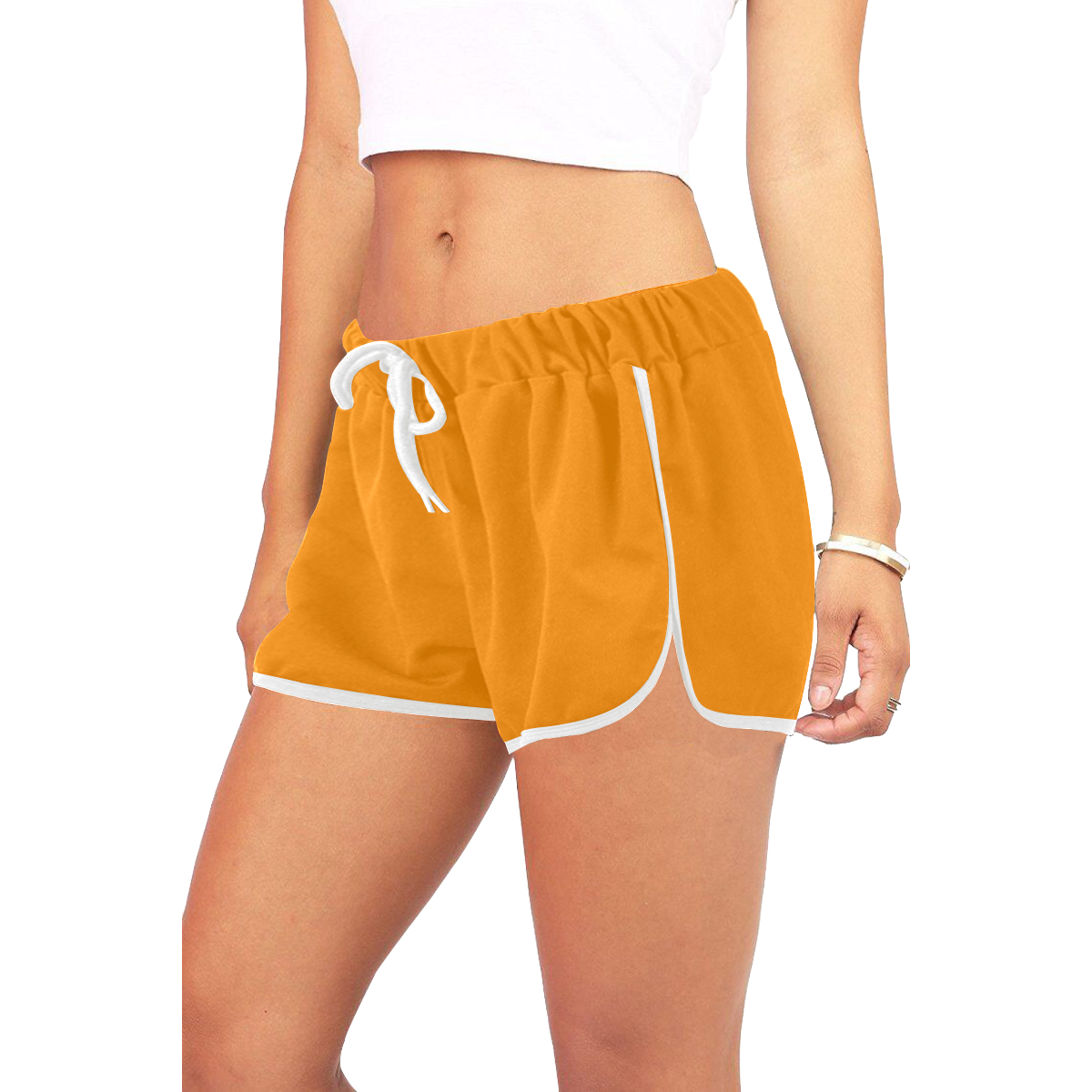 color dark orange Women's All Over Print Relaxed Shorts (Model L19)