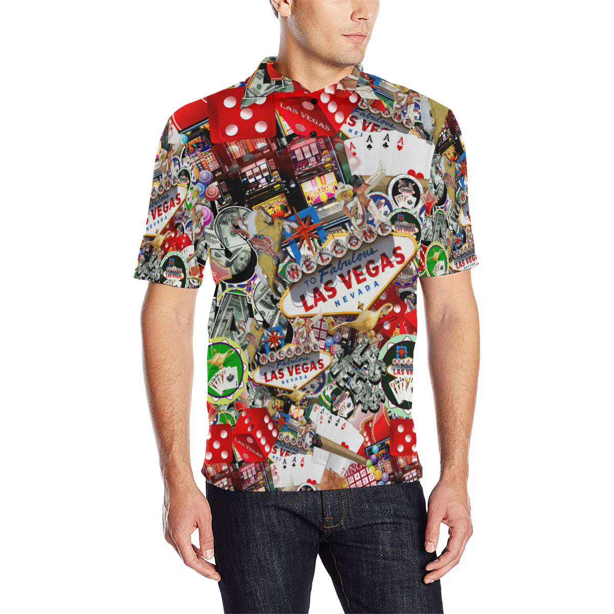 Las Vegas Icons - Gamblers Delight Men's All Over Print Polo Shirt (Model T55)