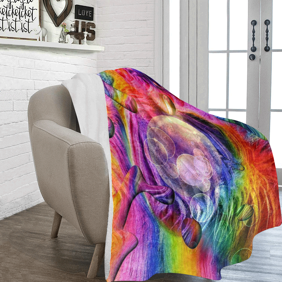 Rainbow Twister by Nico Bielow Ultra-Soft Micro Fleece Blanket 70''x80''