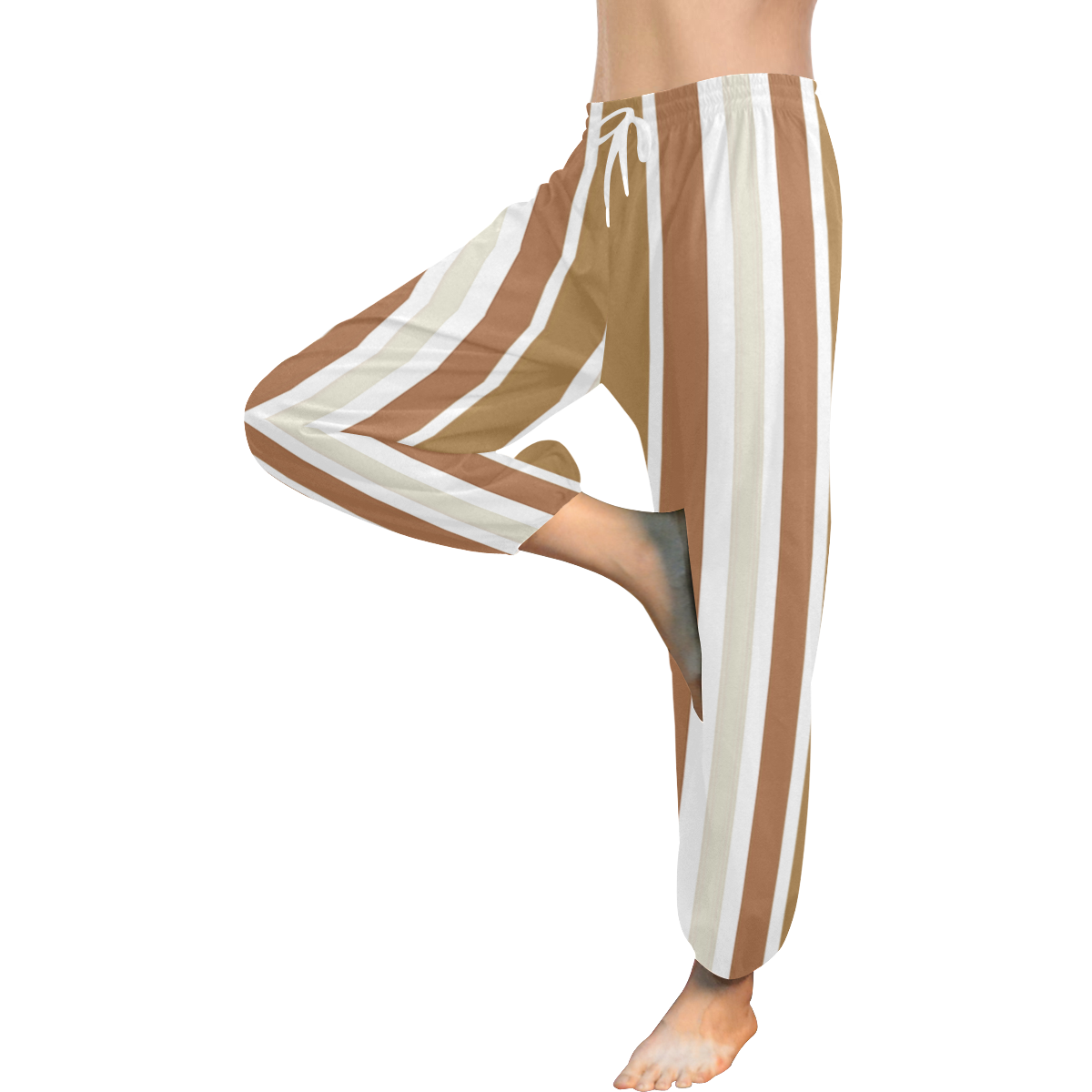 Gold Sienna Stripes Women's All Over Print Harem Pants (Model L18)