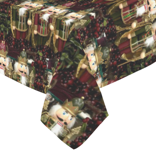 Golden Christmas Nutcrackers Cotton Linen Tablecloth 52"x 70"
