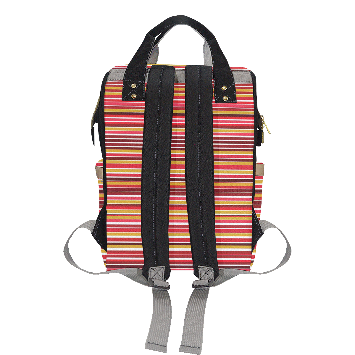 Red Gold Stripe Patterns Multi-Function Diaper Backpack/Diaper Bag (Model 1688)