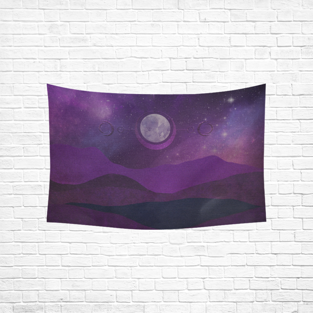 Purple Moon Night Cotton Linen Wall Tapestry 60"x 40"