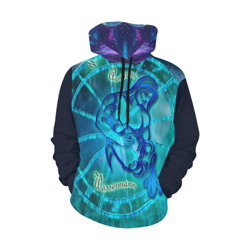 aquarius blue All Over Print Hoodie for Women (USA Size) (Model H13)