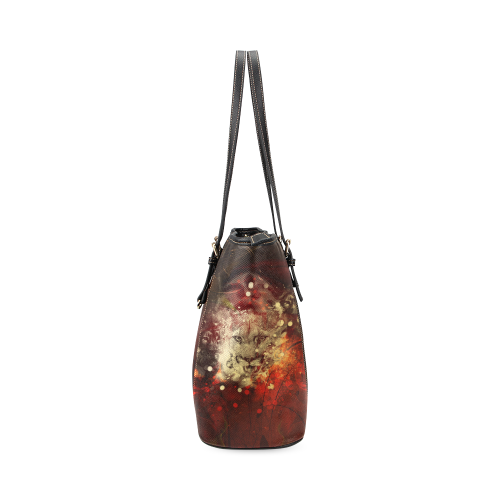 Colorful lion Leather Tote Bag/Small (Model 1640)