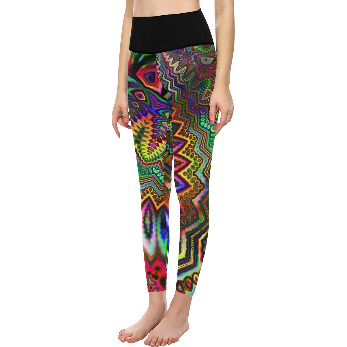 Free Spirit Acid Rainbow Women's All Over Print High-Waisted Leggings (Model L36)