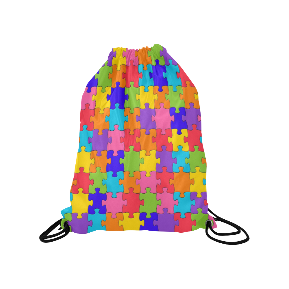 Rainbow Jigsaw Puzzle Medium Drawstring Bag Model 1604 (Twin Sides) 13.8"(W) * 18.1"(H)