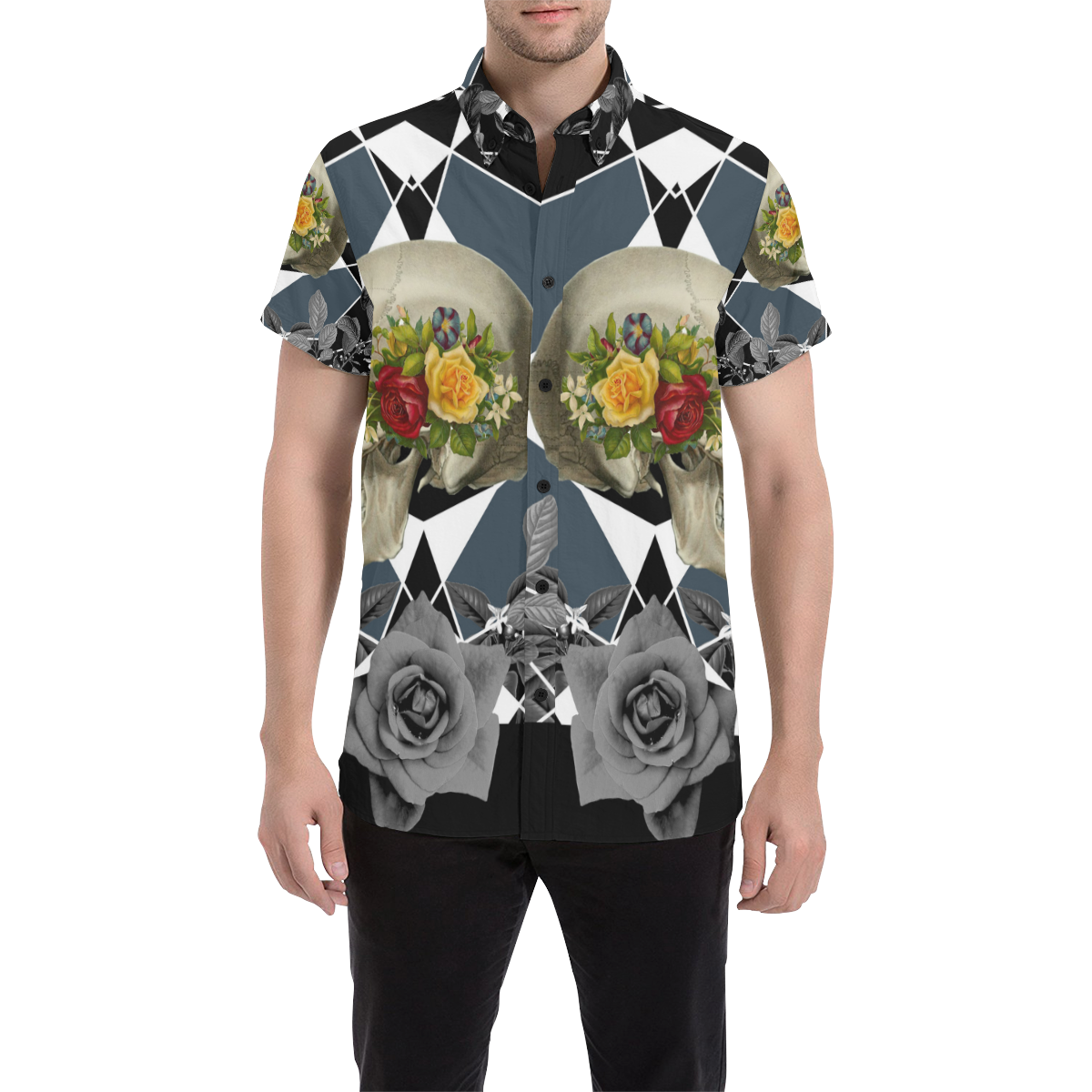 collage_ Growing _ Gloria Saanchez Men's All Over Print Short Sleeve Shirt (Model T53)