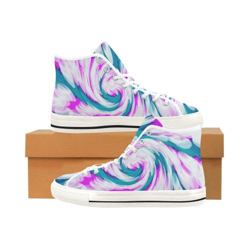 Turquoise Pink Tie Dye Swirl Abstract Vancouver H Men's Canvas Shoes/Large (1013-1)