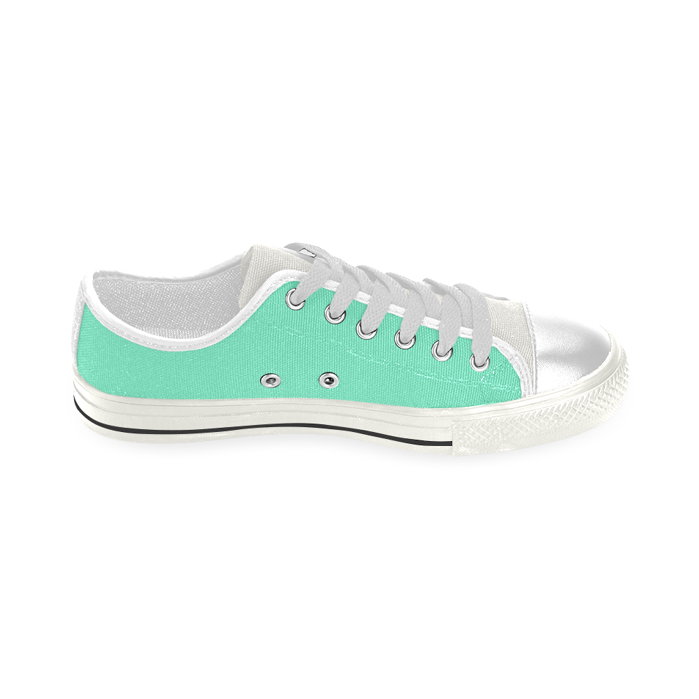 color aquamarine Low Top Canvas Shoes for Kid (Model 018)