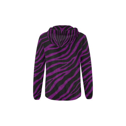 Ripped SpaceTime Stripes - Purple All Over Print Full Zip Hoodie for Kid (Model H14)