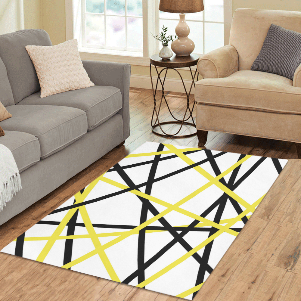 Black and yellow stripes Area Rug 5'3''x4'