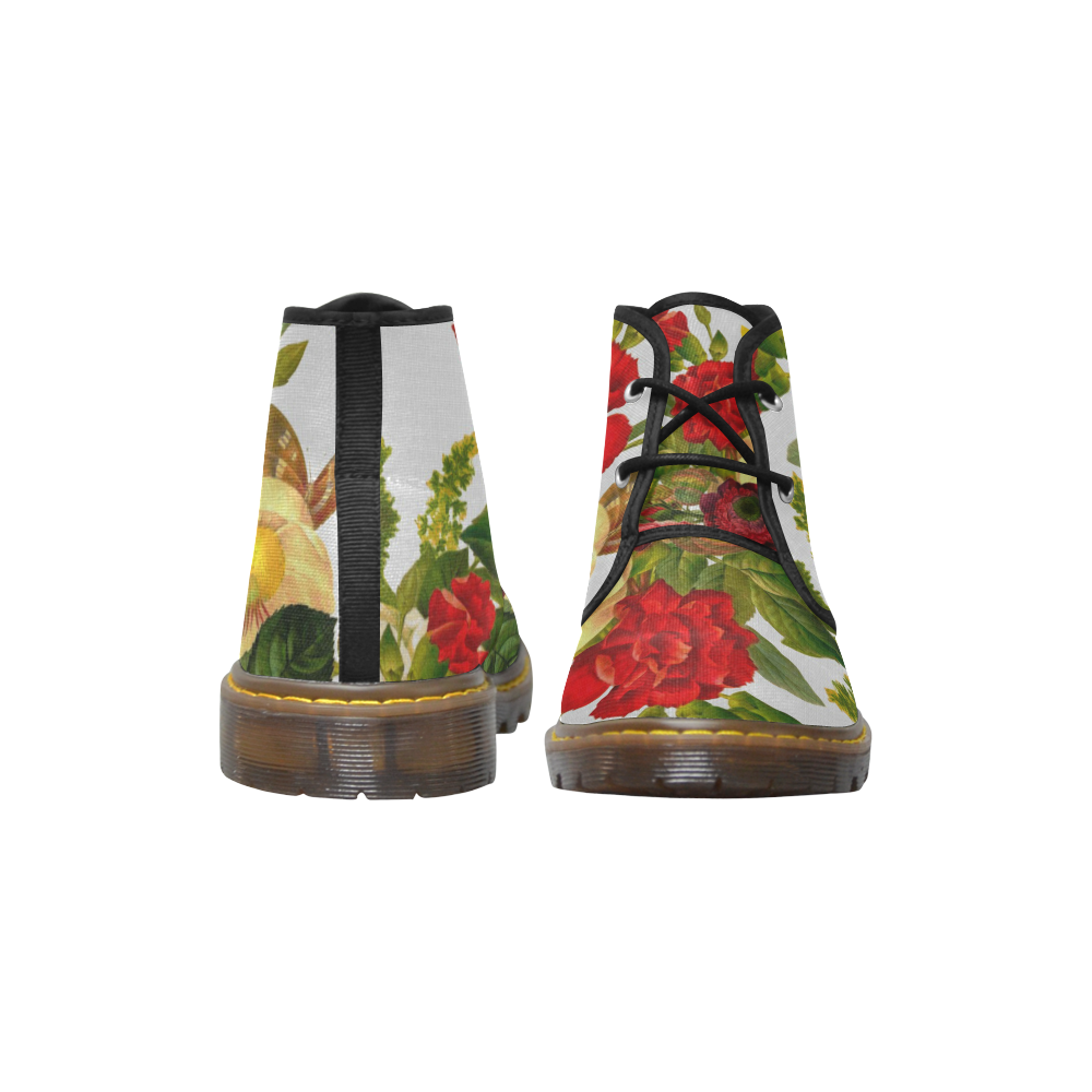 FLORAL DESIGN 24 Women's Canvas Mid-Top Boots (Model 2402-1)