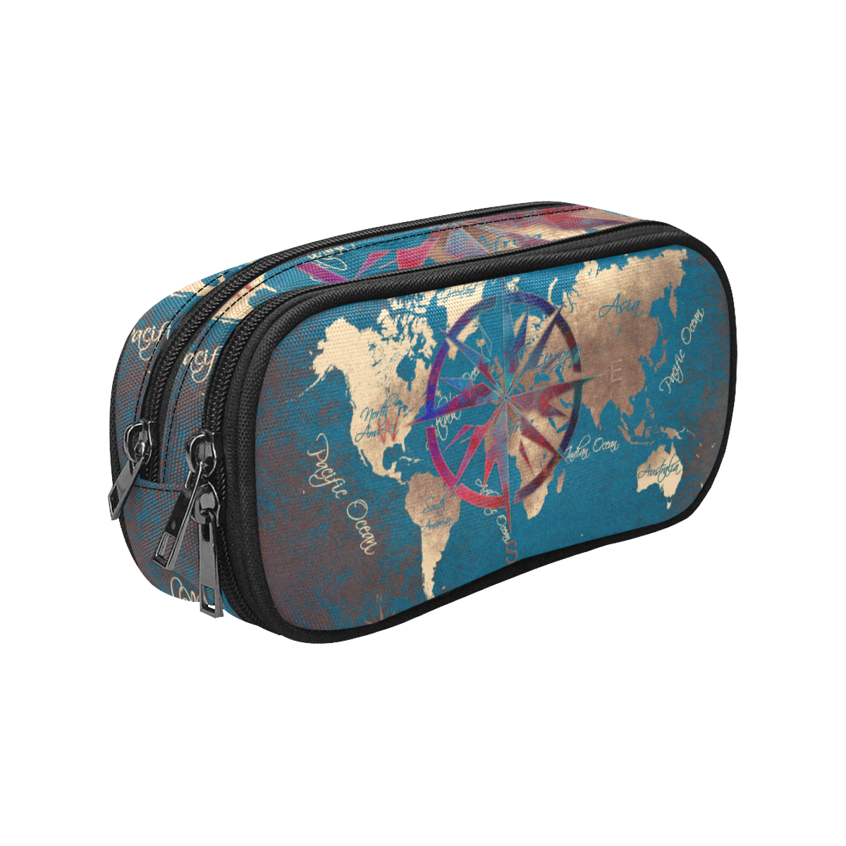 world map wind rose #map #worldmap Pencil Pouch/Large (Model 1680)