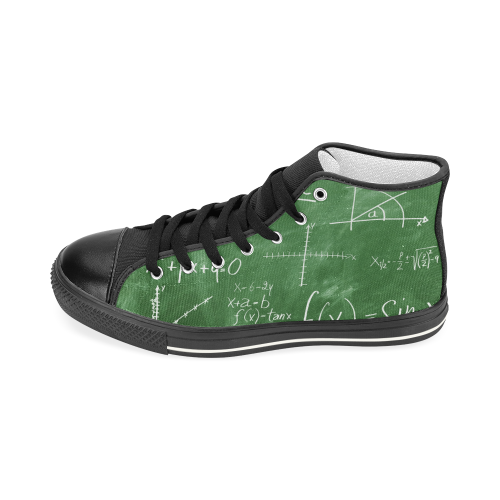 mathematics green Women's Classic High Top Canvas Shoes (Model 017)