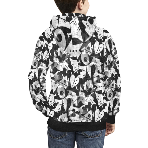Black and White by Nico Bielow Kids' All Over Print Hoodie (Model H38)