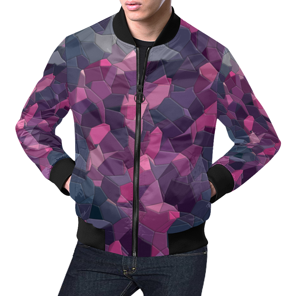 purple pink magenta mosaic #purple All Over Print Bomber Jacket for Men (Model H19)