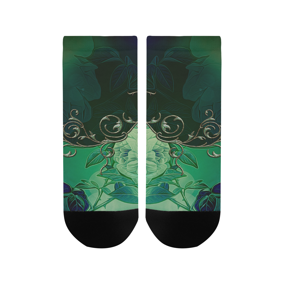 Green floral design Women's Ankle Socks