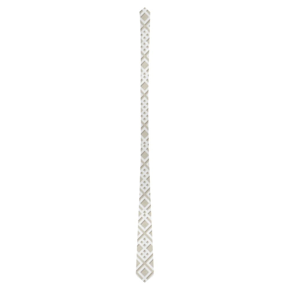 White 3D Geometric Pattern Classic Necktie (Two Sides)