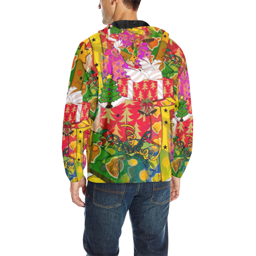 Present by Nico Bielow All Over Print Quilted Windbreaker for Men (Model H35)
