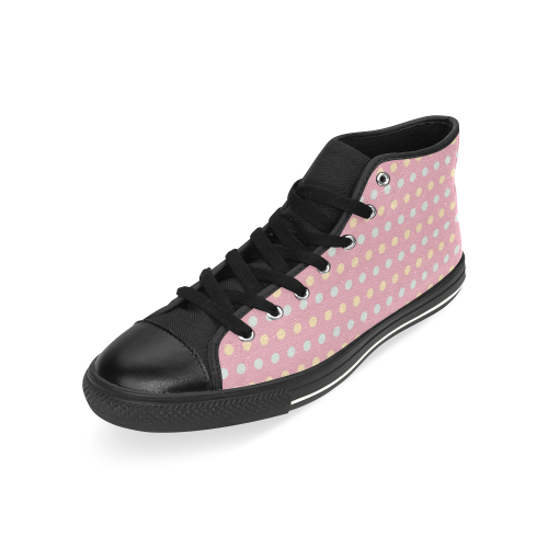 Colorful Dots On Pink High Top Canvas Shoes for Kid (Model 017)