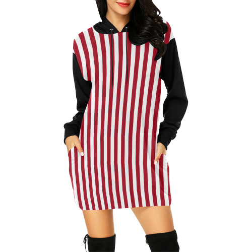 andy_stripes2 All Over Print Hoodie Mini Dress (Model H27)