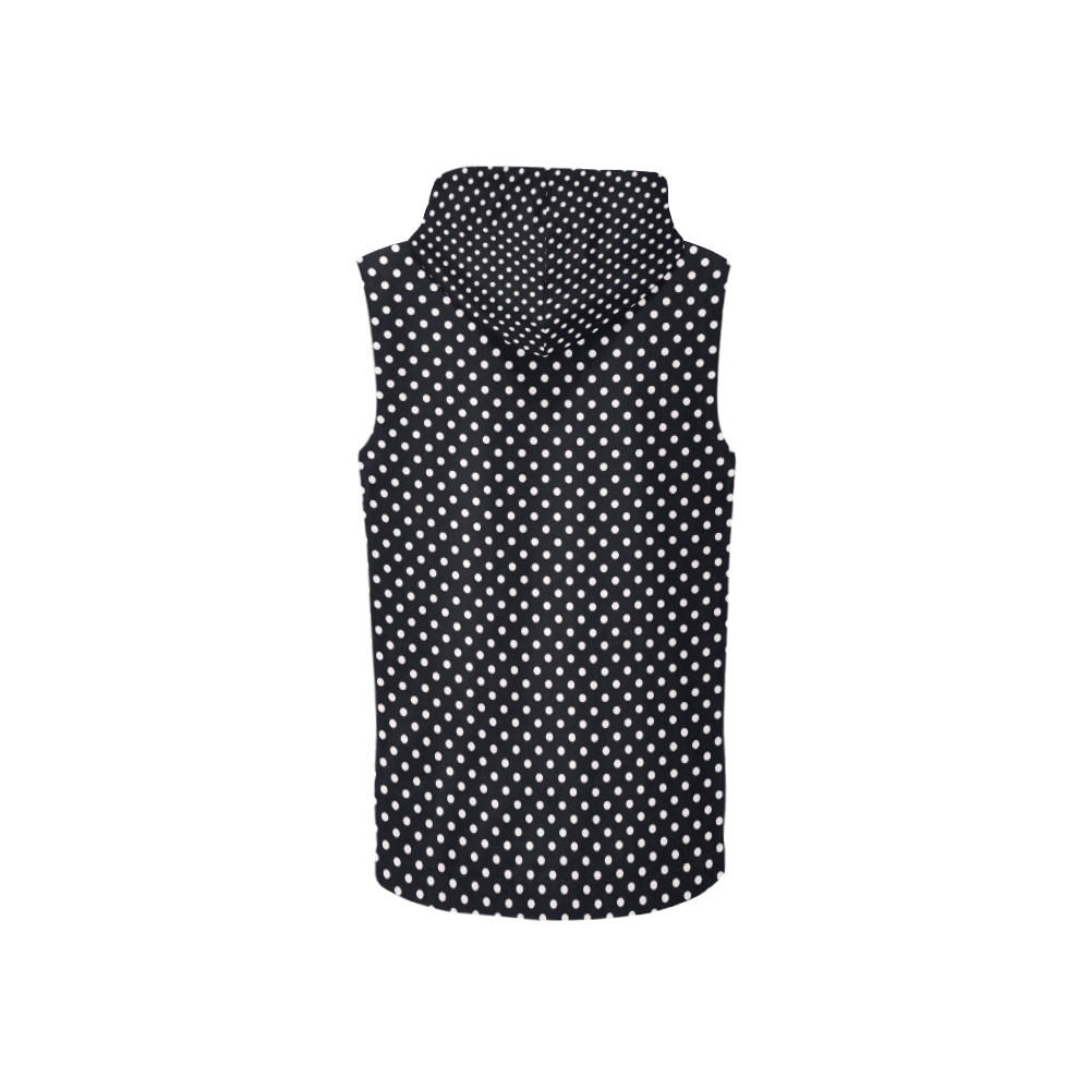 Black polka dots All Over Print Sleeveless Zip Up Hoodie for Women (Model H16)