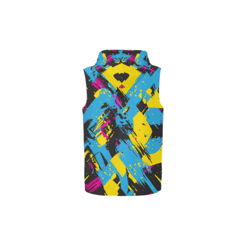 Colorful paint stokes on a black background All Over Print Sleeveless Zip Up Hoodie for Kid (Model H16)