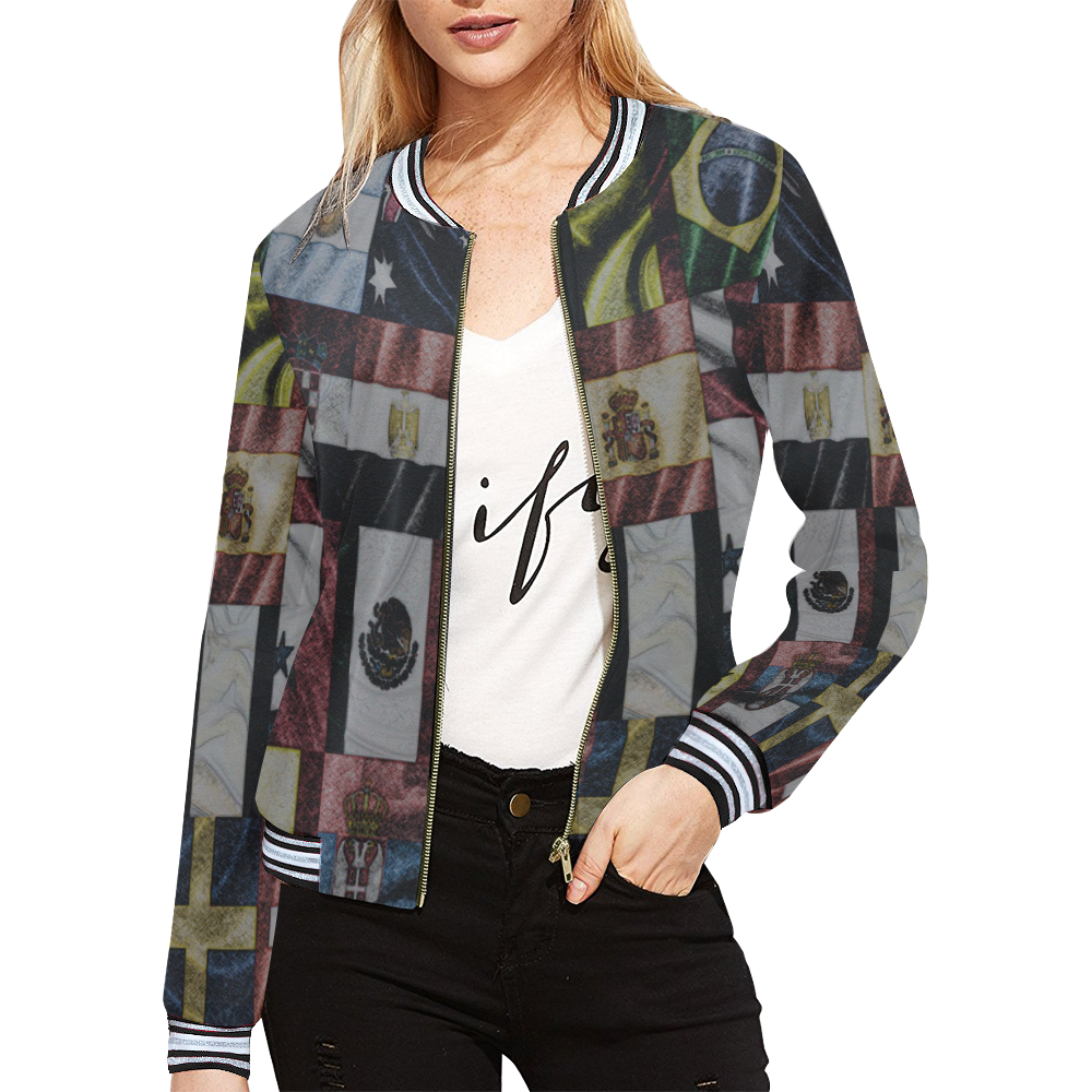 0a4k All Over Print Bomber Jacket for Women (Model H21)