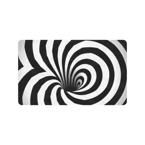Optical Illusion Black Hole Warped (Black/White) Doormat 30"x18" (Black Base)