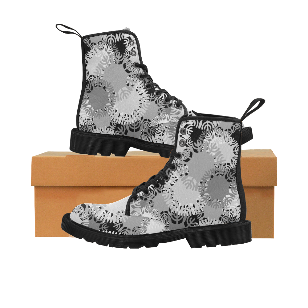 snow camo Martin Boots for Women (Black) (Model 1203H)