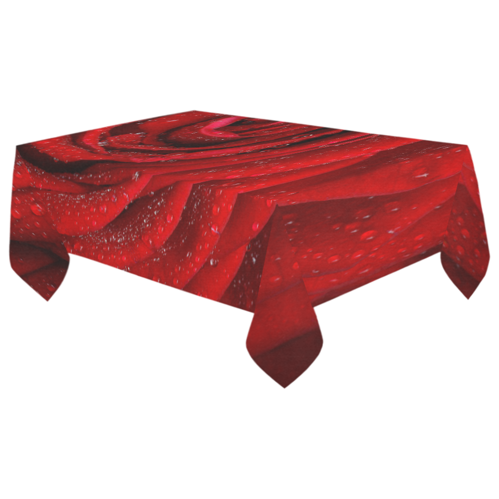 Red rosa Cotton Linen Tablecloth 60"x 104"