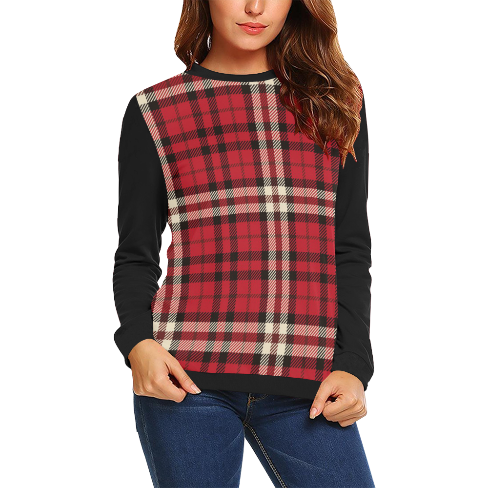 red stripr All Over Print Crewneck Sweatshirt for Women (Model H18)