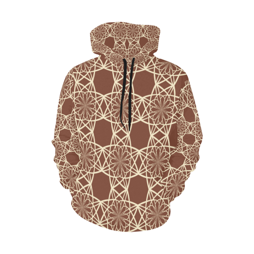 Brown and Beige Flowers Pattern All Over Print Hoodie for Men/Large Size (USA Size) (Model H13)