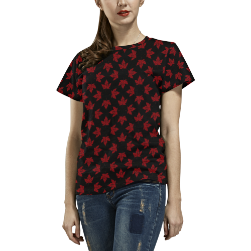 Cool Canada Souvenir T-shirt Retro All Over Print T-Shirt for Women (USA Size) (Model T40)